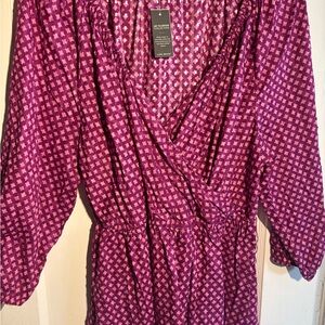 Lane Bryant Purple and White Floral Blause